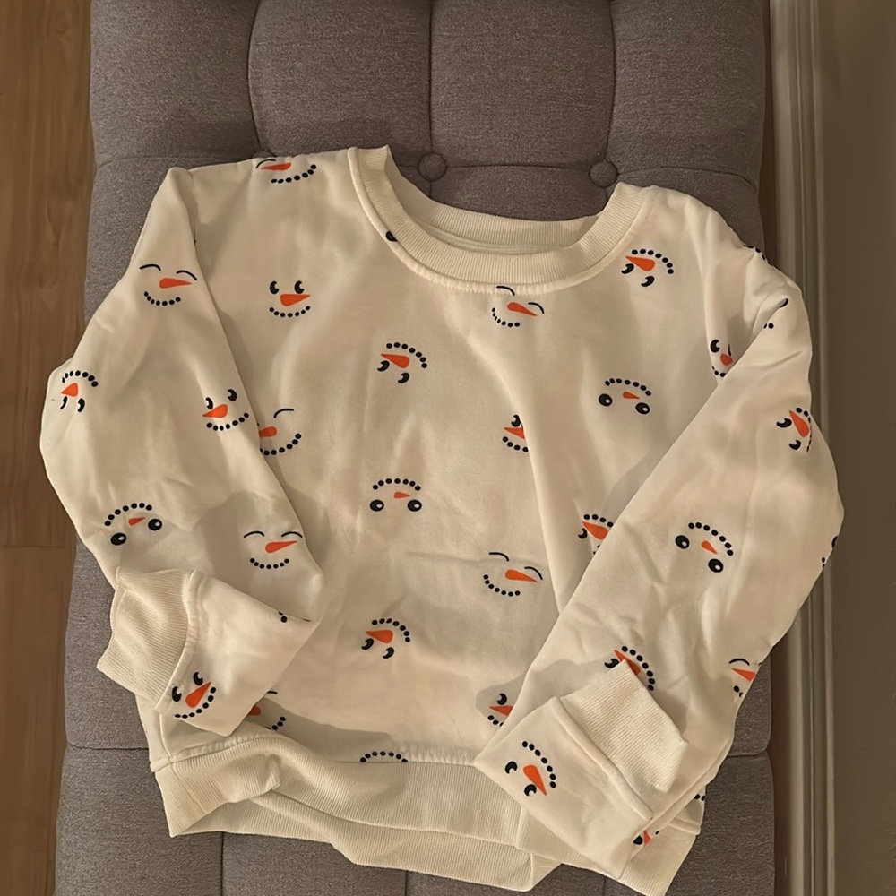 Cozy white pajamas with snowman faces